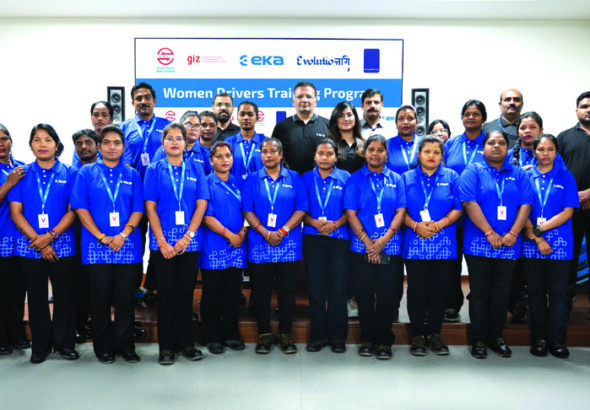 Women EV bus drivers returened after training