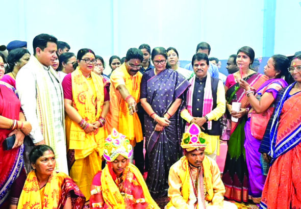 Dy CM Pravati Parida blesses newly married couples